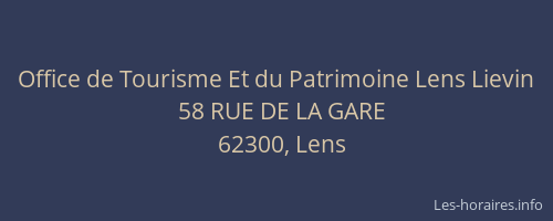 Office de Tourisme Et du Patrimoine Lens Lievin