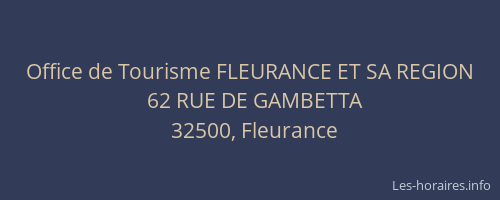 Office de Tourisme FLEURANCE ET SA REGION