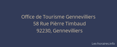 Office de Tourisme Gennevilliers