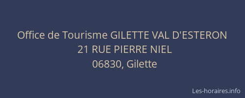 Office de Tourisme GILETTE VAL D'ESTERON