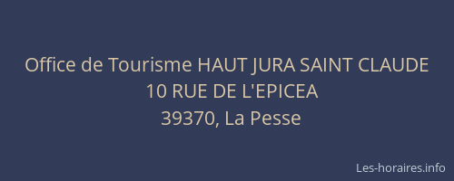 Office de Tourisme HAUT JURA SAINT CLAUDE