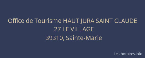 Office de Tourisme HAUT JURA SAINT CLAUDE