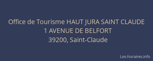 Office de Tourisme HAUT JURA SAINT CLAUDE