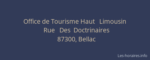 Office de Tourisme Haut   Limousin