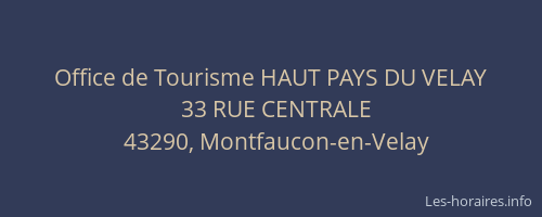 Office de Tourisme HAUT PAYS DU VELAY
