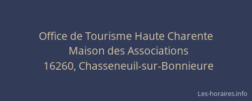 Office de Tourisme Haute Charente