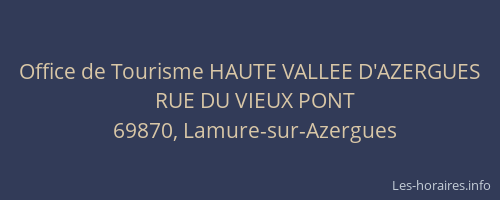 Office de Tourisme HAUTE VALLEE D'AZERGUES
