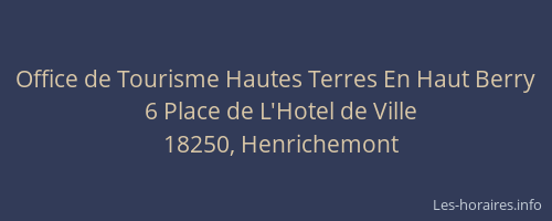 Office de Tourisme Hautes Terres En Haut Berry