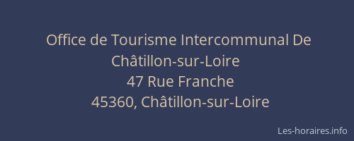 Office de Tourisme Intercommunal De Châtillon-sur-Loire