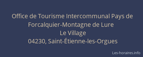 Office de Tourisme Intercommunal Pays de Forcalquier-Montagne de Lure