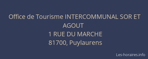 Office de Tourisme INTERCOMMUNAL SOR ET AGOUT
