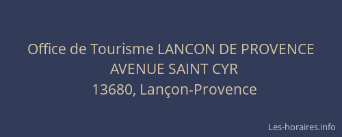 Office de Tourisme LANCON DE PROVENCE