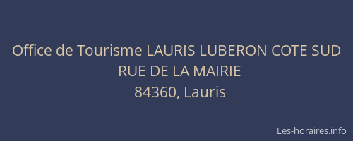 Office de Tourisme LAURIS LUBERON COTE SUD