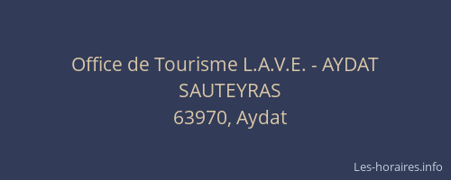 Office de Tourisme L.A.V.E. - AYDAT