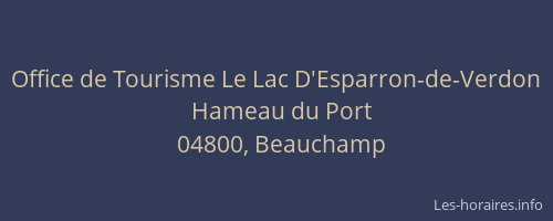 Office de Tourisme Le Lac D'Esparron-de-Verdon