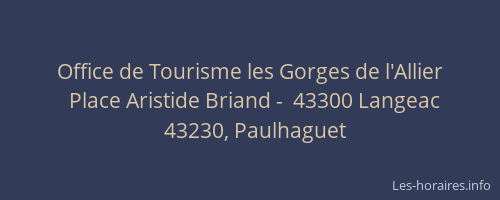 Office de Tourisme les Gorges de l'Allier