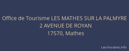 Office de Tourisme LES MATHES SUR LA PALMYRE