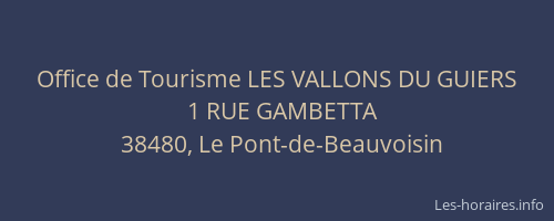 Office de Tourisme LES VALLONS DU GUIERS