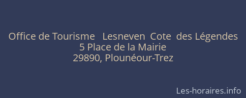 Office de Tourisme   Lesneven  Cote  des Légendes