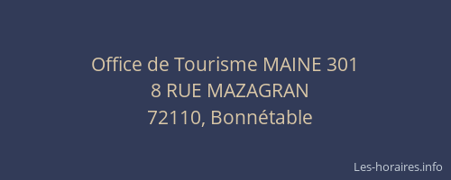 Office de Tourisme MAINE 301