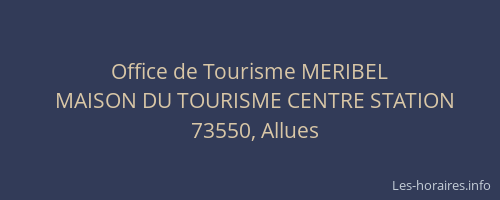Office de Tourisme MERIBEL