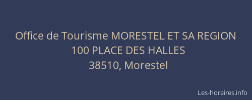 Office de Tourisme MORESTEL ET SA REGION