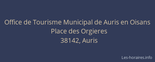 Office de Tourisme Municipal de Auris en Oisans
