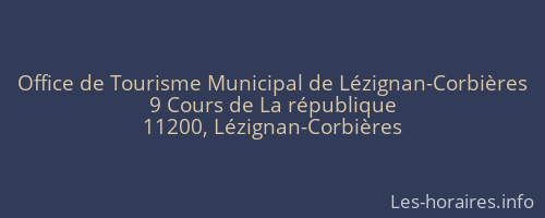 Office de Tourisme Municipal de Lézignan-Corbières