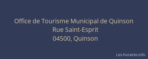 Office de Tourisme Municipal de Quinson
