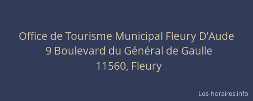 Office de Tourisme Municipal Fleury D'Aude