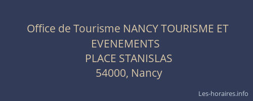 Office de Tourisme NANCY TOURISME ET EVENEMENTS