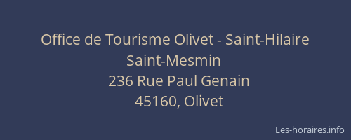 Office de Tourisme Olivet - Saint-Hilaire  Saint-Mesmin