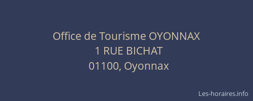 Office de Tourisme OYONNAX