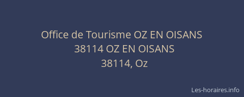 Office de Tourisme OZ EN OISANS