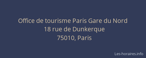 Office de tourisme Paris Gare du Nord