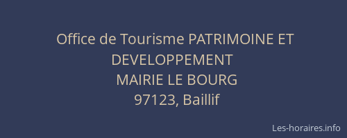 Office de Tourisme PATRIMOINE ET DEVELOPPEMENT