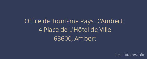 Office de Tourisme Pays D'Ambert