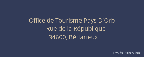 Office de Tourisme Pays D'Orb