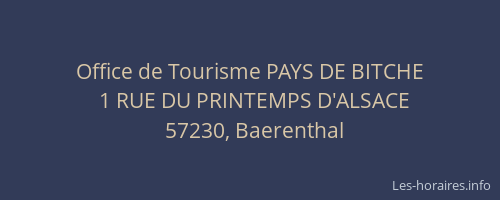 Office de Tourisme PAYS DE BITCHE