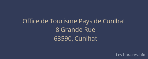 Office de Tourisme Pays de Cunlhat