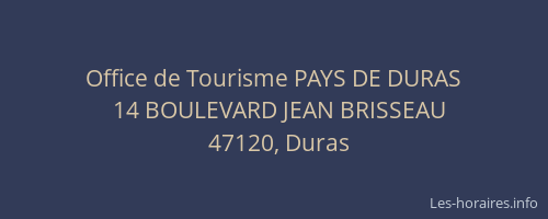Office de Tourisme PAYS DE DURAS