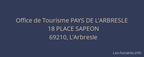 Office de Tourisme PAYS DE L'ARBRESLE