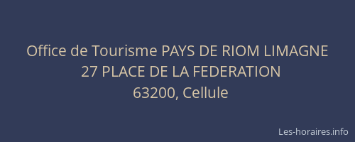 Office de Tourisme PAYS DE RIOM LIMAGNE