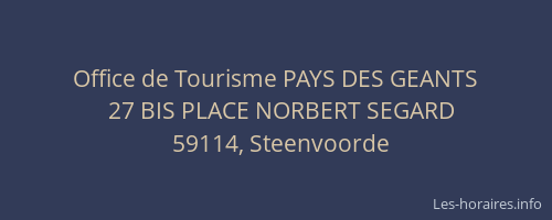 Office de Tourisme PAYS DES GEANTS