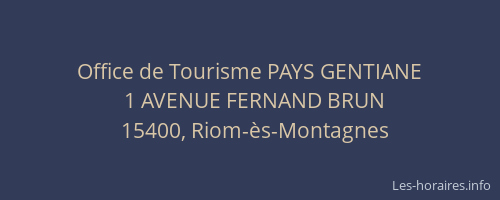 Office de Tourisme PAYS GENTIANE