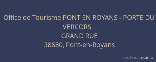 Office de Tourisme PONT EN ROYANS - PORTE DU VERCORS