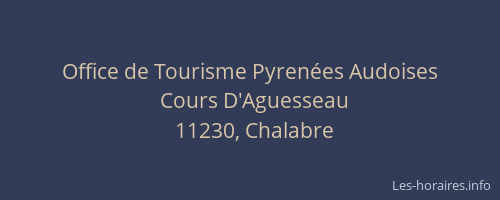 Office de Tourisme Pyrenées Audoises