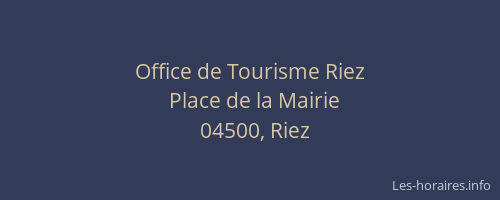 Office de Tourisme Riez