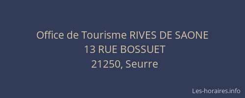 Office de Tourisme RIVES DE SAONE