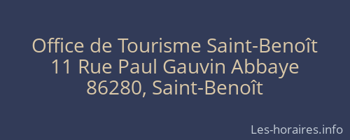 Office de Tourisme Saint-Benoît
